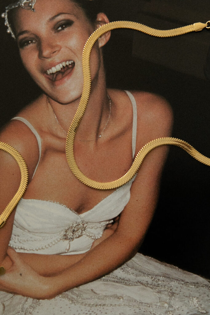 Kristylee Jewellery Luxe Collection Herringbone snake chain link necklace. 14k gold filled necklace. Thick statement necklace.